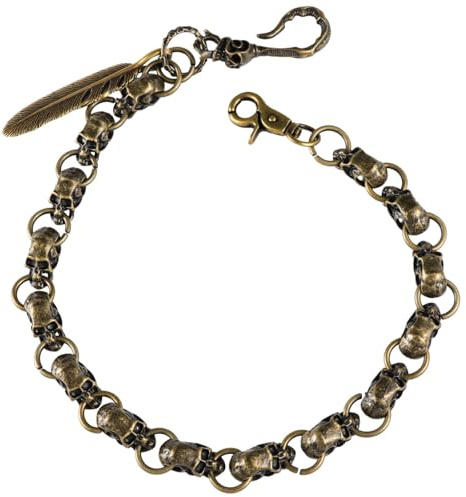 Cadena de pantalones vintage para hombre, cadena de cartera de metal de 22 pulgadas, accesorio gótico punk de motociclista para jeans, disfraz de Halloween