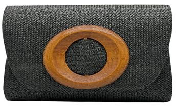 CORIOS Bolso de Fiesta para Mujer Clutch de Paja Bolso de Boda Bolsa de Noche Bolso de Mano con Cadena Elegante Bolso de Hombro Bolsos Bandolera para Banquete Fiesta de Graduación Negro