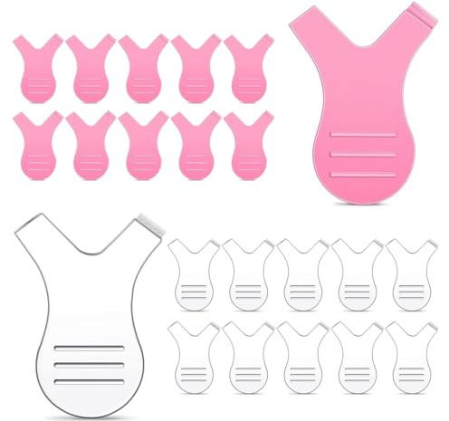 KEQAR 20 Pcs Accessoires pour Rehaussement de Cils Brosse en Y en Silicone, Pads Bouclants, Outil de Lifting de Cils Réutilisable, Peigne Extension Compact (Transparent Rose)