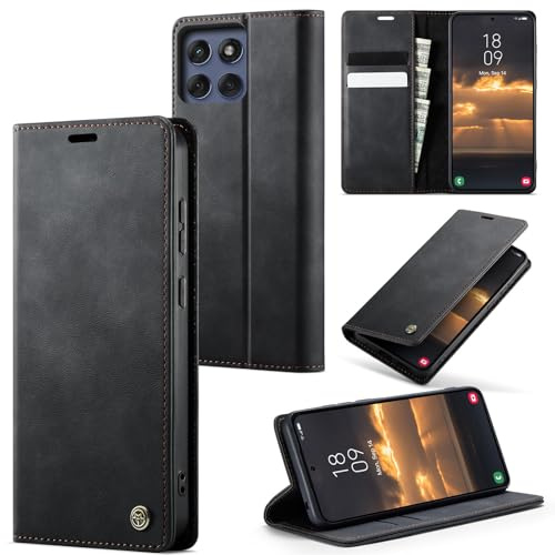 Phernykas Funda para Motorola Moto Edge 60 Pro Libro Case, Cierre Magnético Función Soporte Bloqueo RFID Proteccion Flip Wallet Carcasa Móvil para Motorola Moto Edge 60 Pro Funda, Negro