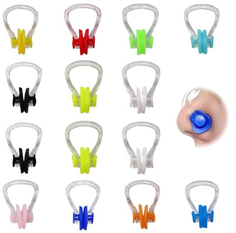 Icyowls 14 Piezas Pinza Nasal natación Pinza Nasal para Adultos y niños – Pinza Nasal Antideslizante de Silicona Blanda, diseño ergonómico, cómoda y respetuosa con la Piel, versátil