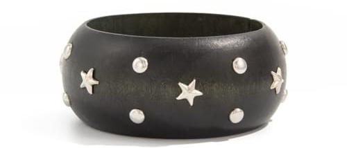 Blue Drop Chunky Wooden Bangle Bracelet for Women Star Bracelets Blacck Wood Wide Cuff Bangle Ethnic Boho Vintage Punk Jewelry