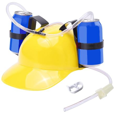 Tongfer Beer Soda Guzzler Helmets, Adjustable Can Holder Cap, Drinking Hat, Birthday Party Cool Toy, Handsfree Drink Toy Miner Hat