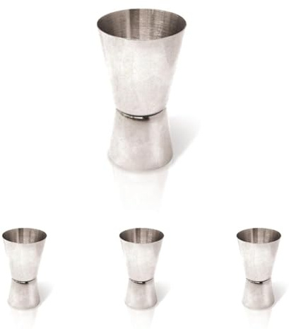 VinBouquet FIK 024 Verre à mesurer en Acier Inoxydable 40/20 ml, Standard (Lot de 4)