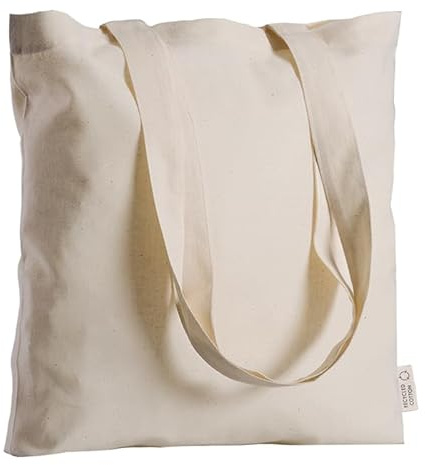 PASSAPAROLA Borsa shopper in cotone 100%, (5 PEZZI), cm 38x42,con manici lunghi natural,140 grammi al mq,donna,personalizzabile,borsetta shopping robusta ed ecologica. (5, NATURAL)