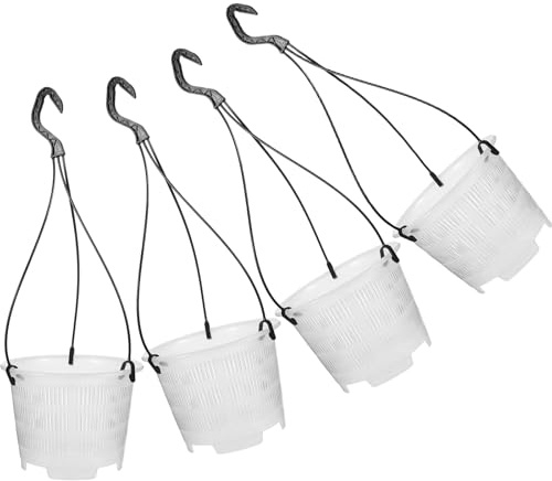 Generico Set 4 Vasi da Appendere per Orchidee in Plastica Trasparente e Nera, Cesti Appesi per Piante da Interno e Esterno, Fioriere Sospese Moderne per Balcone, Soggiorno e Ufficio