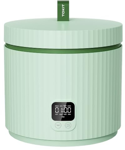 TOKIT Cuiseur à Riz Mini 1.5L, Cuiseur à Riz Électrique Multifonction avec Chauffage par Induction IH, Revêtement Antiadhésif Céramique, 350W pour 1-3 Personnes, 5 Programmes, Vert