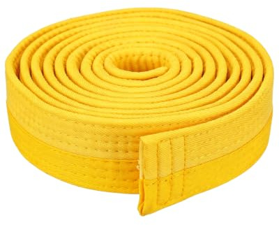 DLPRK Ceinture Arts Martiaux Judo Karate Taekwondo 220 cm Longueur Jaune-Blanc Coton-Polyester Ceinture pour Entraînement et Compétition