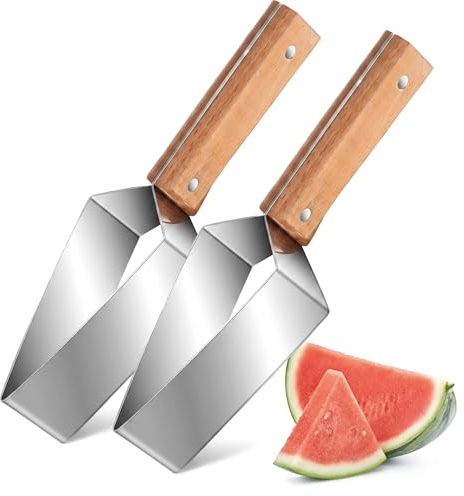 Zoruam Juego de 2 cuchillos de sandía con mango ergonómico, acero inoxidable. Herramienta versátil para cortar frutas, cuchillo de sandía portátil ideal para cocinar