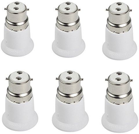 Kasstino 6 Pack Bayonet BC B22 to ES E27 Screw Light Bulb Adaptor Lamp Fitting Converter Holder