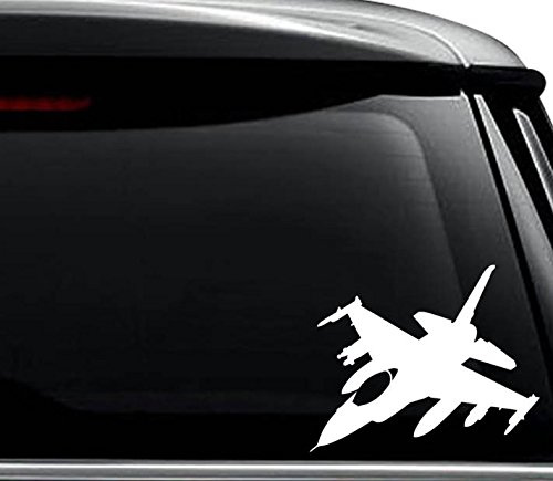 F-16 Fighting Falcon Jet Plane Decal Sticker For Use On Laptop, Helmet, Car, Truck, Motorcycle, Windows, Bumper, Wall, and Decor Size- [15 inch] / [38 cm] Wide / Color- Gloss White