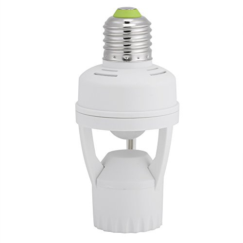 E27 Vite Portalampada LED PIR Infrarossi Sensore di movimento Lampada Presa interruttore con pulsante regolabile Rilevazione a 360 gradi per bagno, scale, porta d'ingresso, garage