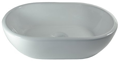 Lavabo Ceramica Lavandino Lavello Ovale d'appoggio Lavandino da Bagno senza Troppopieno 45x29,5x12cm