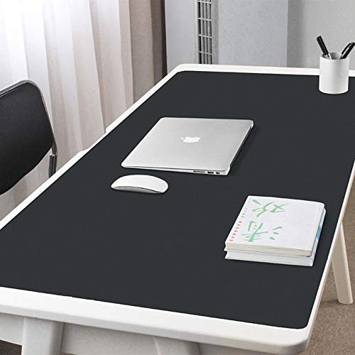 CNZXCO PU Cuir Tapis De Souris Mat Imperméable, Anti-dérapant sous-Main Protection Jeu Écriture Mat pour Le Bureau Accueil Bureaux, Ultra Mince De 2mm-Noir 130x65cm(51x26inch)