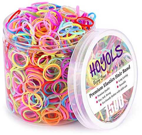 HOYOLS Pequeño niño elástico mini lazos para el pelo 10 bandas de goma de colores para el pelo ponytail holders for Baby Girl Infants, Ligas Para Cabello TPR 1500 Uds