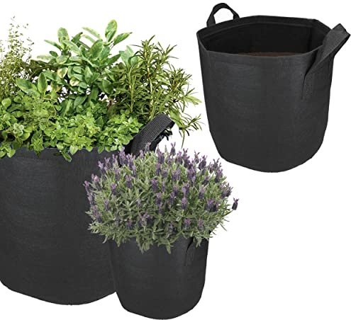 mumbi 3X Pflanzsack Pflanzentasche Pflanzen Sack Tasche Smart Grow Bag Vliesstoff mit Griffen 30 Liter, Schwarz
