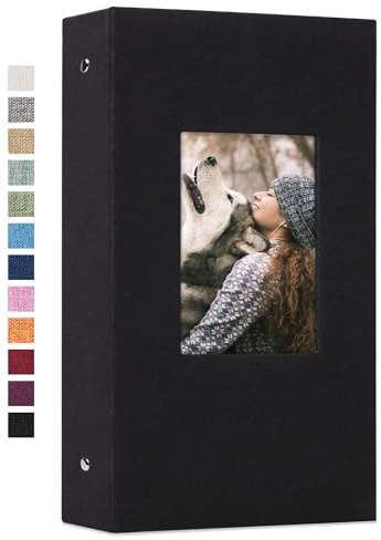 Vienrose Linen Photo Album 300 Pockets for 4x6 Photos Fabric Cover Photo Books Slip-in Picture Albums Wedding Baby Black