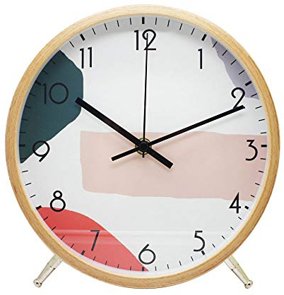 ALEENFOON Wanduhr aus Holz, leise, für Wohnzimmer, Küche, modernes Design, 22 cm, Quarzuhrwerk, Wanduhr, analog (Geometrie)
