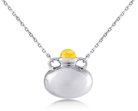 Personalized Engraving Bottle Baltic Amber Necklace Sterling Silver Amphora Vessel Vase Jar Necklace