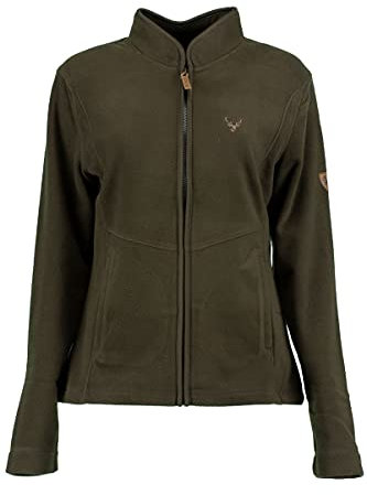 OS Trachten Damen Fleecejacke Sweatjacke Zip-Jacke hochgeschlossen Kroios, Größe:44, Farbe:dunkelgrün