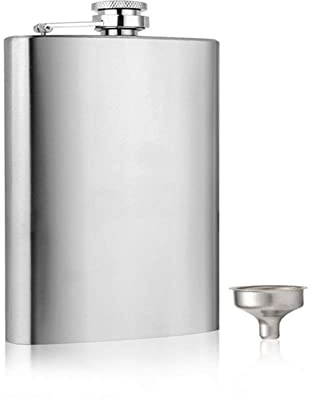 Gmjay Flacon de Hanche Portable en Acier Inoxydable, Flacon à Boire Étanche avec Entonnoir pour Alcool de Vin Whisky Rhum Scotch Vodka,18Oz