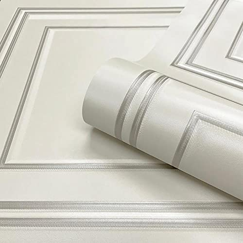 YöL Full Roll White Silver Textured Wood Panelling Effect Vinyl Wallpaper Metallic