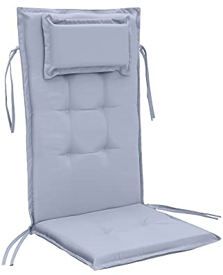 Gardenista Chaise Premium High Back Garden avec Coussin de siège rembourré | Matériau résistant à l'eau | Coussin de siège extérieur intérieur | Remplissage en Douce, Durable et Confortable (Gris)
