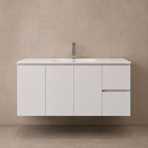 Yellowshop - Mobile bagno sospeso 100 cm 3 ante 2 cassetti con lavabo - specchiera con luce led (opz.) Baden House GIULIA Bianco lucido (Mobile con lavabo)