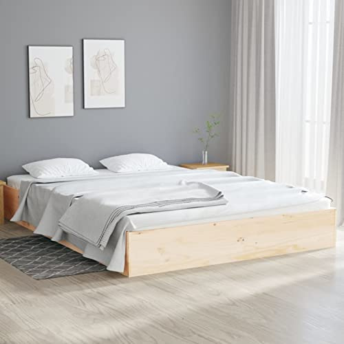 Giroletto in Legno Massello 120x190 cm Small Double, Struttura a Doghe Robusta con Telaio Stabile in Pino Non Trattato e Supporto per Materasso, for Camera da Letto