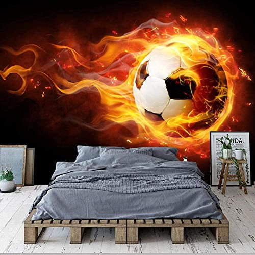 Mural Football Basketball Creative Flame Wallpaper 3D Mural Paper Salon Bedroom Wall Decorative 3D Wallpaper Paste Living Room The Wall For Bedroom Mural Border Peel And Stick Wall Photo 157X 110