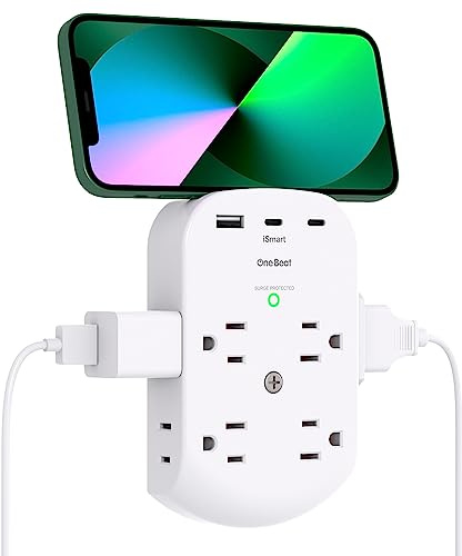 Surge Protector Outlet Extender, 8 Multi Plug Outlet with 3 USB Wall Charger (2 USB C Port), 3 Sided Multi Plug Wall Outlet Splitter, Multiple Plug Adapter for Home Office Dorm Room