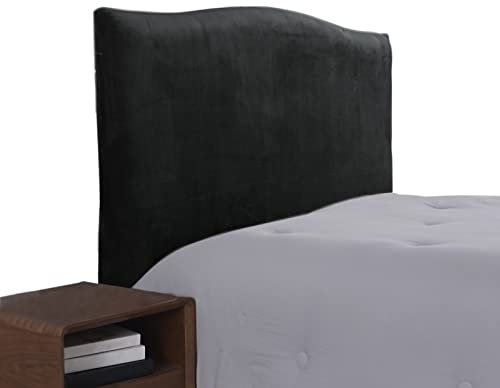 DEZYPZAM Weicher Strecken Samtstoff Staubdicht, für gepolsterte Schlafzimmer Kopfteil, Samt Stoff, Bett Kopfteil Bezug (Schwarz,220cm(210-240cm))