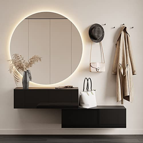 Planetmöbel Flur Möbel Garderobe Hängeschrank 2X 100 cm Schwarz, Kompaktgarderobe mit Klappe als Stauraum, Wandgarderobe hängend oder stehend, 37,8T x 100B x 32,5H cm