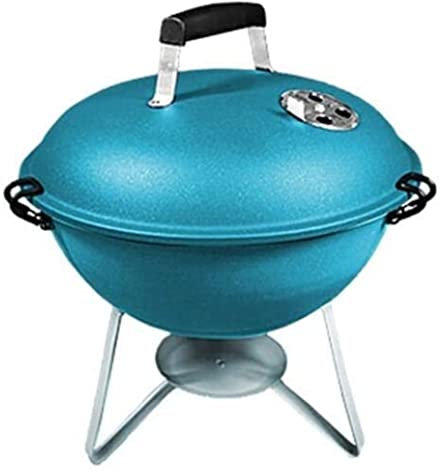 Holzkohlegrill Tragbarer Holzkohlegrill Outdoor BBQ Grill Rostfreier Runder Kleiner Grillofen Holzkohle Grill (Color : Blu)