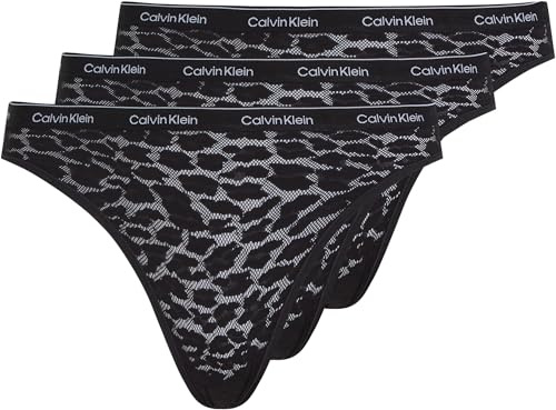 Calvin Klein kvinnors 3-pack låga bikinitrosor, Svart (svart/svart), M