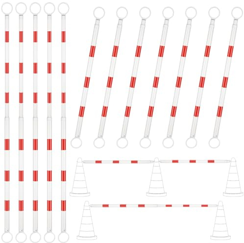 Huwena 12 Pcs Retractable Traffic Cone Bar 4-6.9ft Expandable, Red White