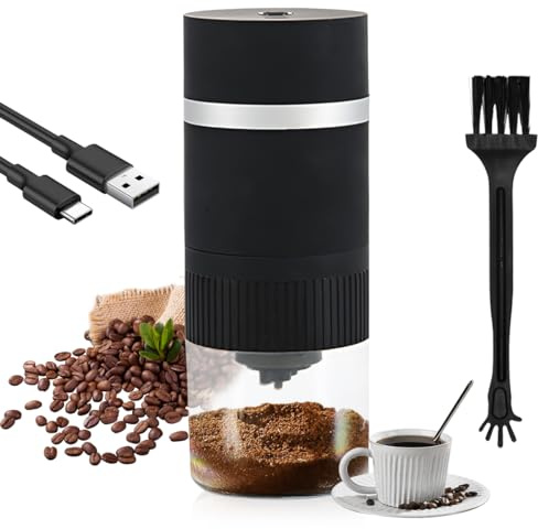 Elektrische Kaffeemühle, WASAGA USB Wiederaufladbare Tragbare Kabellose Mini-Kaffeemühle mit Grat für den Heim- oder Bürogebrauch
