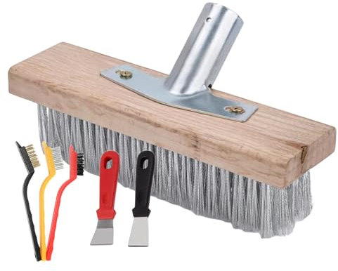 Edelstahl-Bodenkopf, 20 cm Stahldraht, Deckbürste, robuste Bürsten zum Schrubben von Flecken auf Beton, Reinigung von Außendeck, Garage, Pool, Fugen, Terrasse