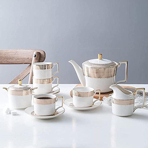 sjdoPulse Juego De Té para Adultos Juegos De Té De Porcelana Juego De Té De Cerámica Vintage Británico Juego De Café De Servicio Azucarero Jarra De Leche para Regalo Y Hogar