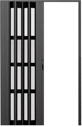 Klare Falttür in Schwarz, Faltschiebetür aus Aluminium und Acryl für Küche, Waschküche und Raumteiler, mehrfach gefaltete Innentür, Höhe 80 70 60 Zoll (Farbe: H 150 cm (59 Zoll), G