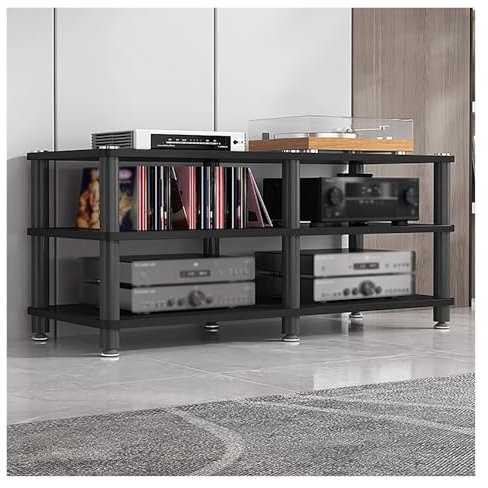 audio rack hifi regal 3-stufiges Audio-/Video-Geräte-Tower-Rack for das Wohnzimmer, Stereo-Schrank, Heimkino-Eck-Medien-TV-Ständer, Plattenspieler, Receiver, Lautsprecher, Verstärker, Komponenten-Aufb