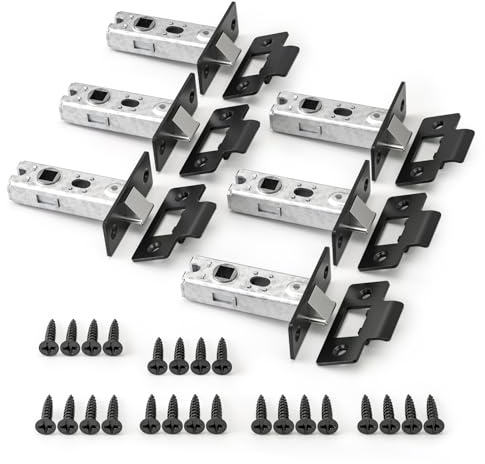Bwintech 6 Pcs 65mm Steel Black Tubular Latch, Premium Mortice Latch, for Use with Sprung Lever Door Handle