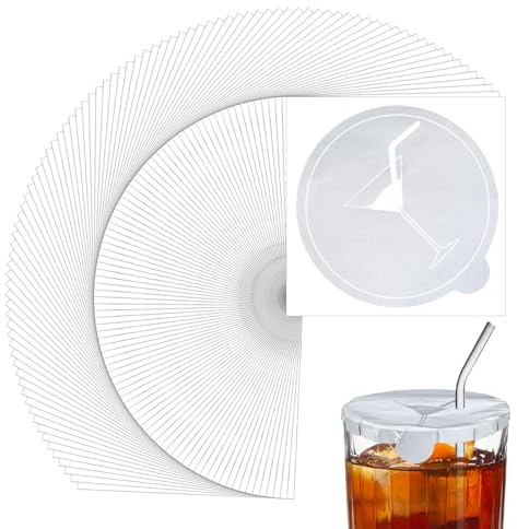 Modixun Drink Covers for Alcohol Protection, 10 cm Cup Covers for Women Drink Safety, Adhesive Foil Wine Glass Cover Stickers Drink Protector for Bar, Party, Picnic, 100 Pack