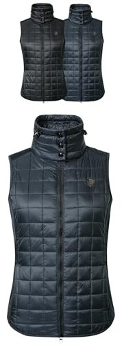 Covalliero - Damen Combiweste | taillierte Steppweste | Reitweste mit Doppelkragen & 2 Taschen | leichte Pufferweste | Sportweste aus Polyester | Reitbekleidung in Dark Navy | Größe XL