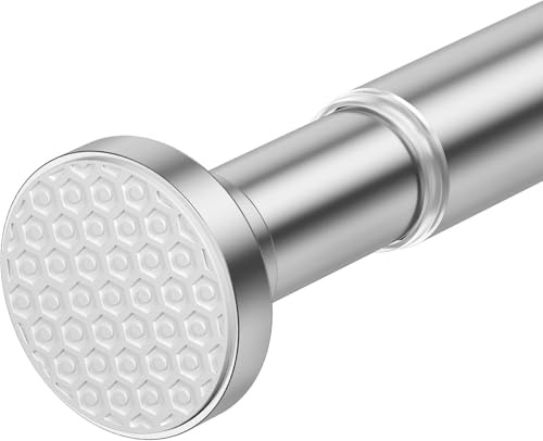 shower curtain pole-Telescopic Spring Tension Rod, Metal Shower Curtain Pole Extendable Room Divider without Drilling, Adjustable Rail Hanging Bar for Bathtub Shower Stall., (Silver, 105-170 CM)