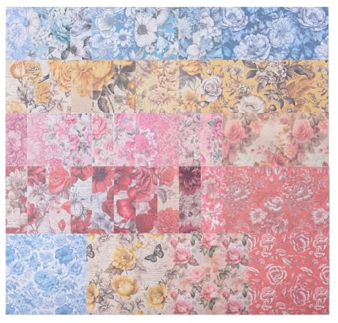 URROMA Vintage Floral Scrapbook Papier 48 Blatt Bastelpapierblock Mit nmotiv Für DIY Origami Karten Fotorahmen Und Fotoalben 6 x 6in