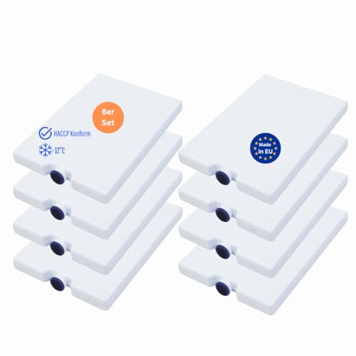 getgastro 8 batterie refrigeranti per frigoriferi, borsa termica (eutettica), a prova di perdite e riutilizzabili, per campeggio, catering e attività all'aperto, cuscinetto refrigerante per trasporto