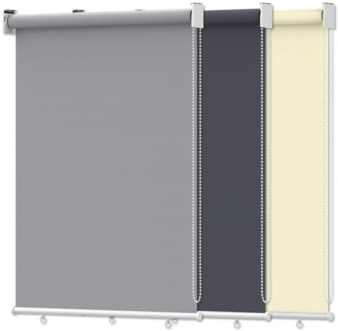 Verdunklungsrollo Klemmfix, Schalusien Jalousien Fenster Rollos Hitzeschutz für Fenster & Tür, Thermorollo, Seitenzugrollo Sonnenschutz Innen, Fensterrollo, klemmrollos, Grau, 100x140cm