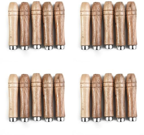 MeevrgR Ergonomic Wood File Handles with Metal Sleeves for Enhanced Comfort, for Replacement On Screwdrivers, Hand Drills & Metal/Wood Rasps, for 4Mm Diameter(20 Pack)