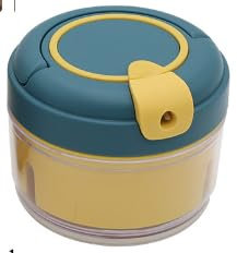 Hachoir manuel - Mini Hachoir 200 ml - Plastique PP - Coupe Rapide en 5 Secondes - Pour Légumes, Oignons, Ail (Jaune-Bleu)